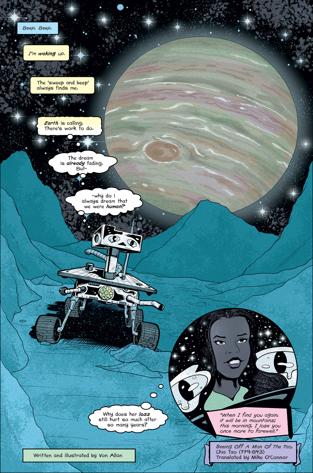 Page six of the comic book short story When I Find You Again, It Will Be In Mountains written and illustrated by Von Allan