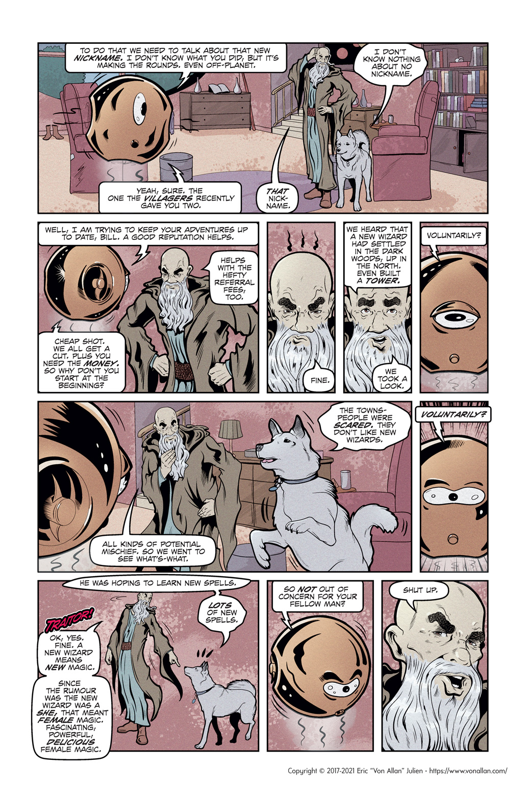Page two of the short story The Cowardly Clerics of Rigel V written and illustrated by Von Allan