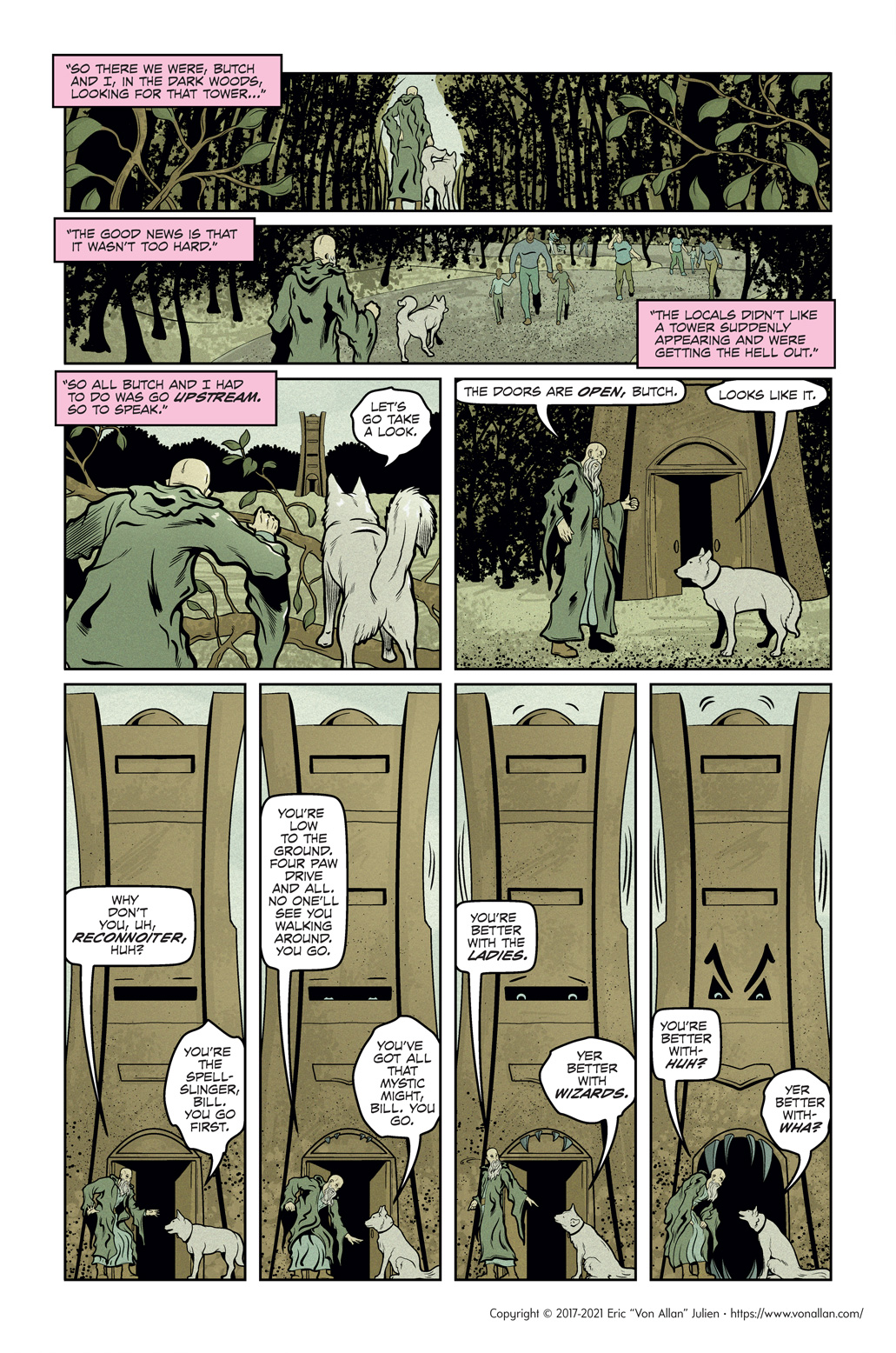 Page three of the short story The Cowardly Clerics of Rigel V written and illustrated by Von Allan