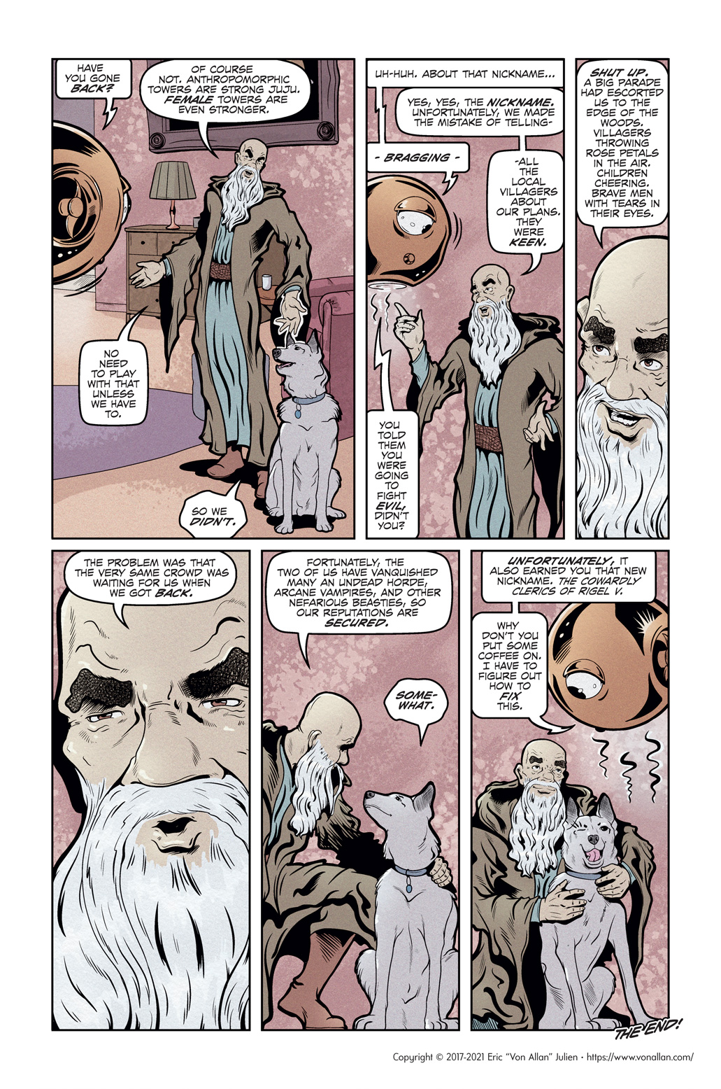 Page five of the short story The Cowardly Clerics of Rigel V written and illustrated by Von Allan