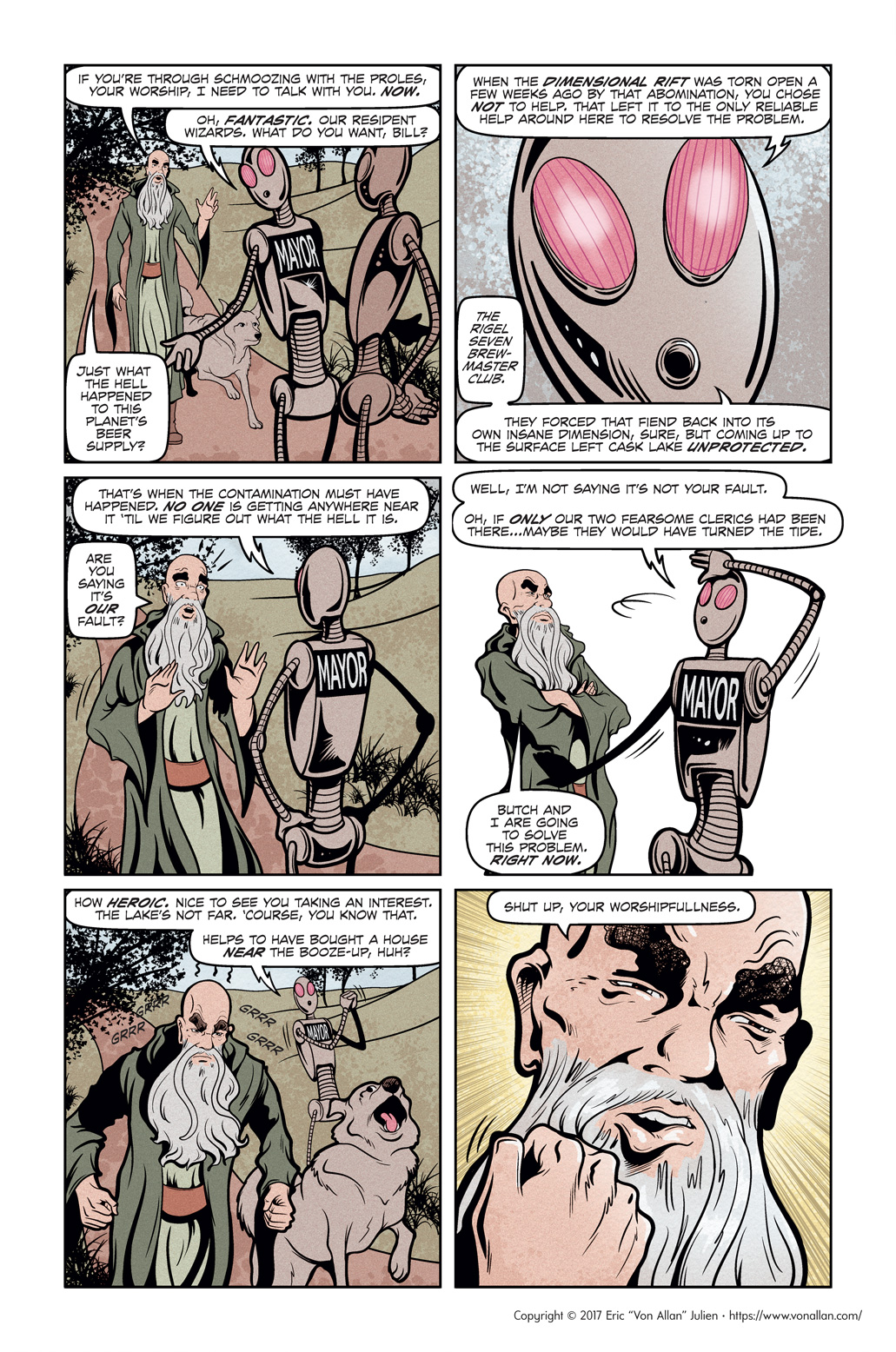 Page three of the comic book short story The Planet With No Beer written and illustrated by Von Allan