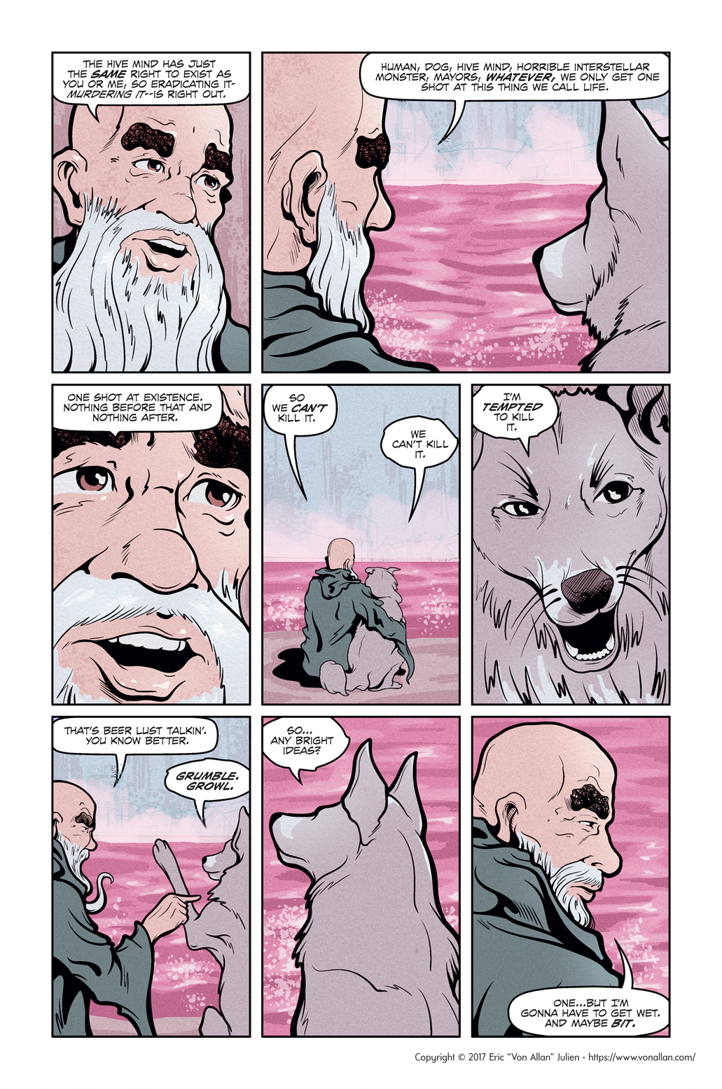 Page six of the comic book short story The Planet With No Beer written and illustrated by Von Allan