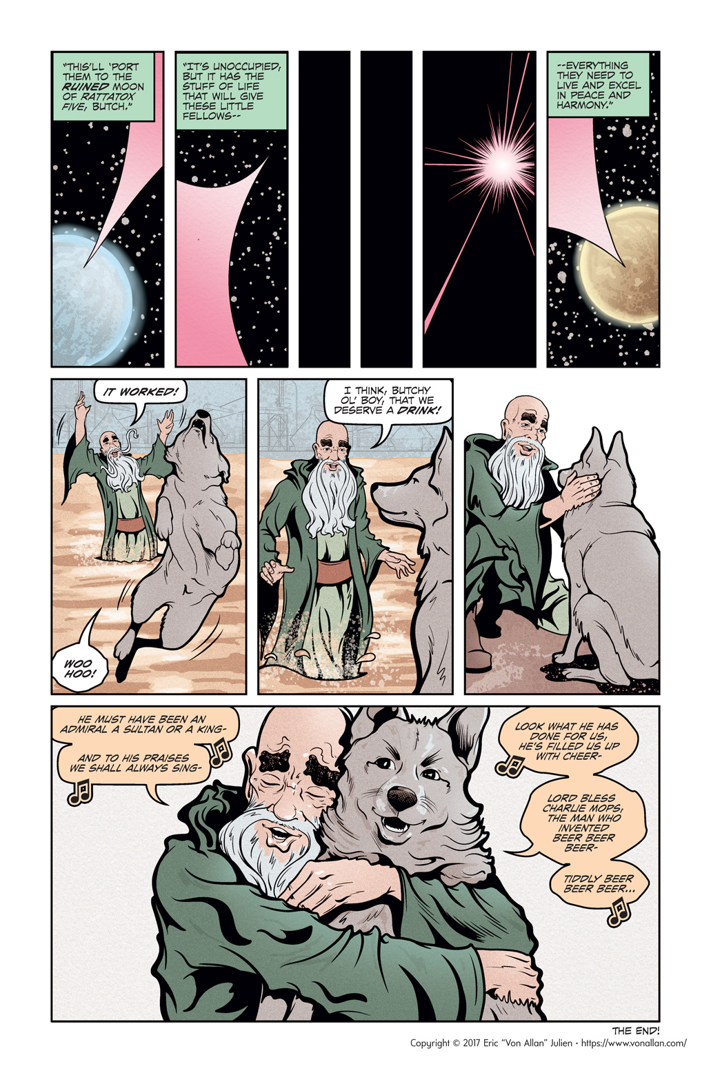 Page nine of the comic book short story The Planet With No Beer written and illustrated by Von Allan