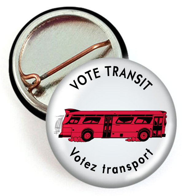 Mock-up of the English transit campaign button by Von Allan