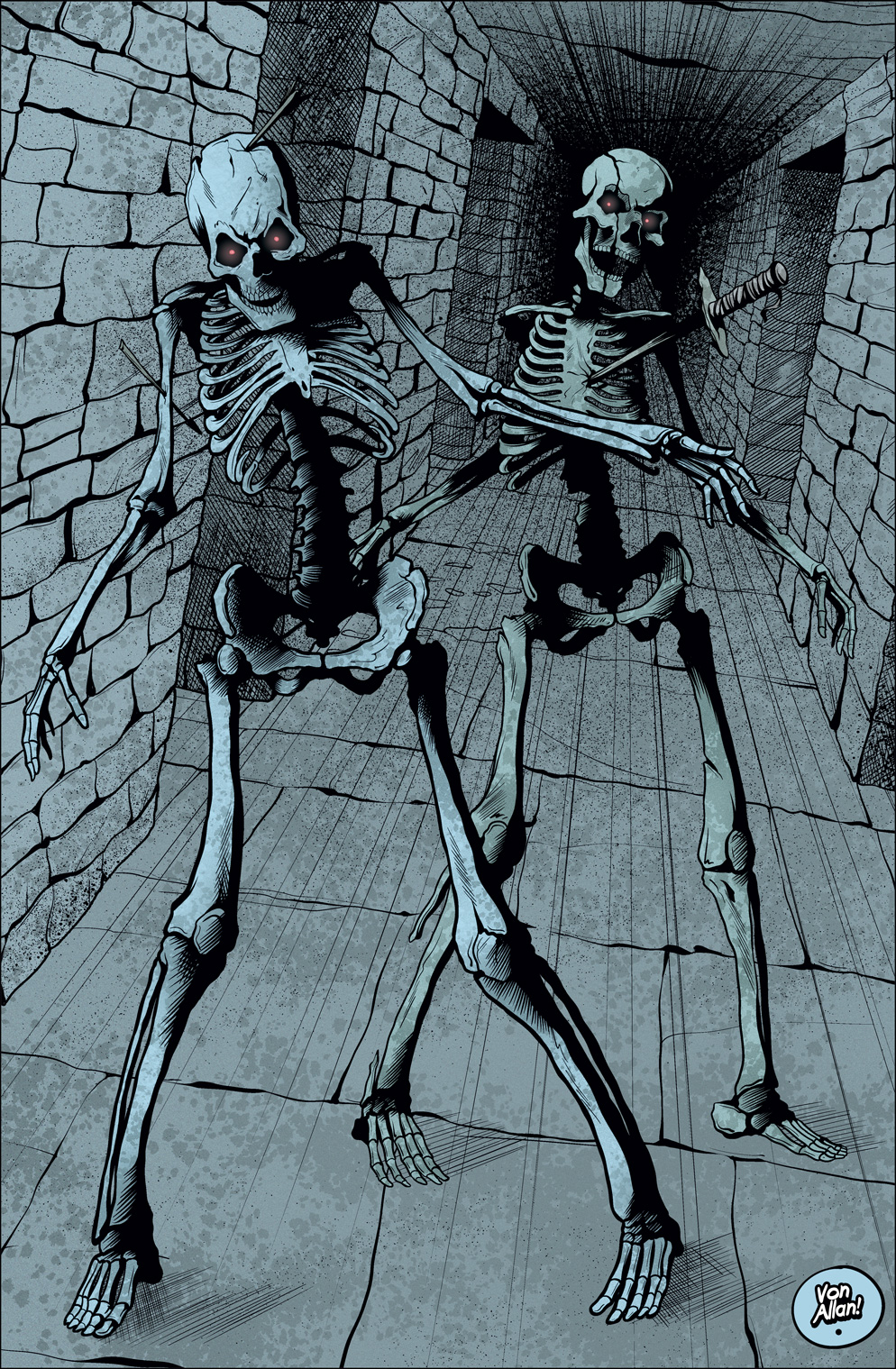 Nasty Undead Skeletons in Murky Dungeon by Von Allan