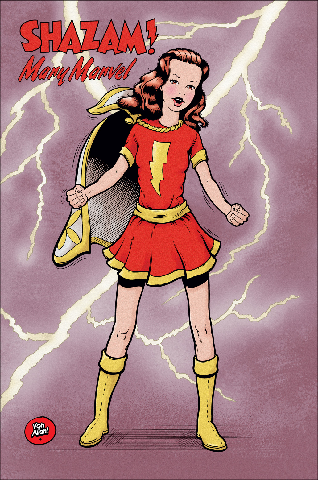 Mary Marvel at approximately 13 years of age by illustrator Von Allan