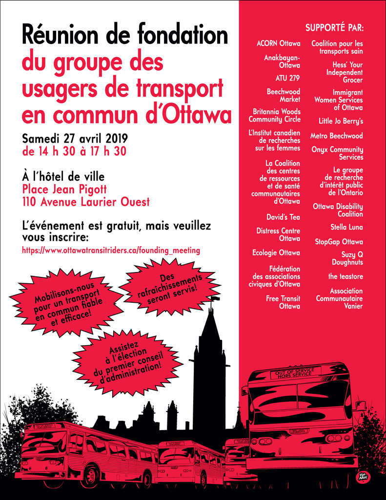 Ottawa Transit Riders Founding Meeting Poster in French by Von Allan