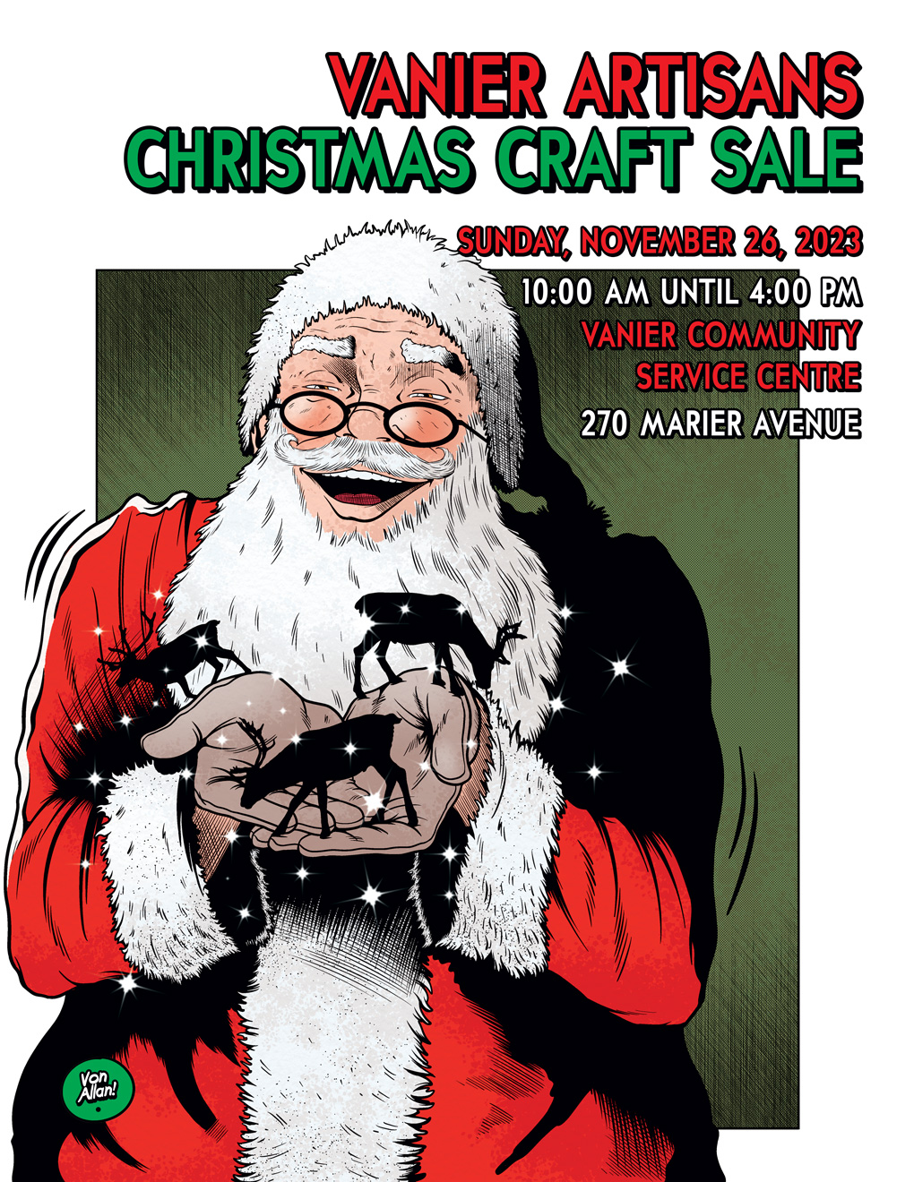 Vanier Artisans 2023 Christmas Craft Sale Poster by Von Allan