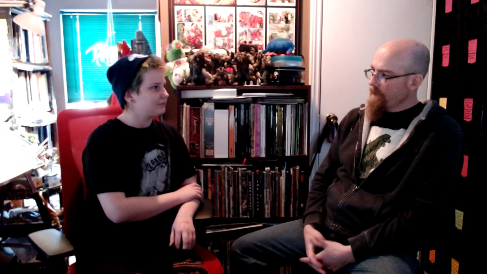 Screencap of the video interview between Von Allan and Cosmo for a school project