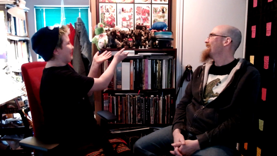 Screencap of the video interview between Von Allan and Cosmo for a school project