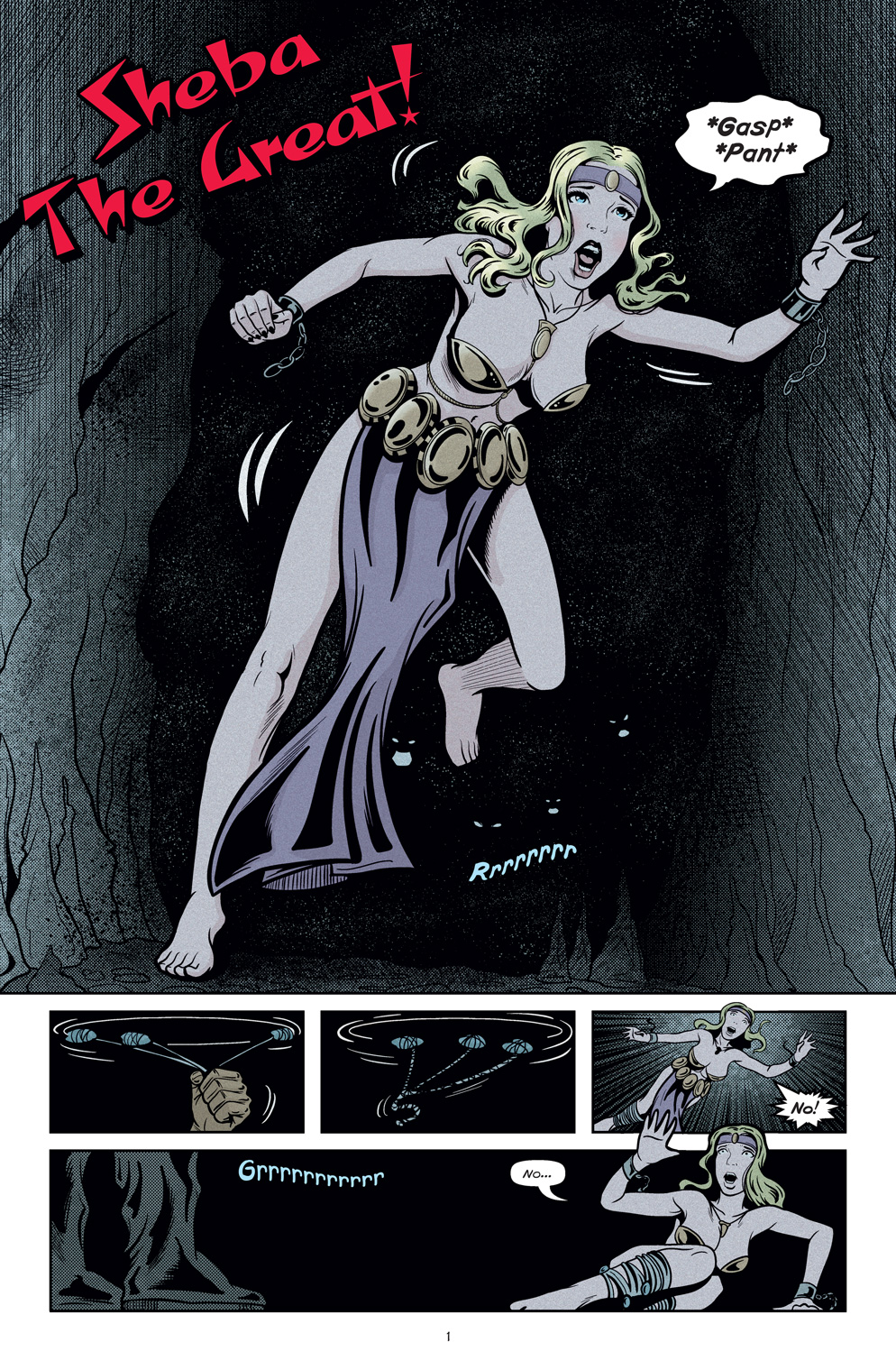 Page 1 of the short comic book story 'Sheba the Great' written and illustrated by Von Allan