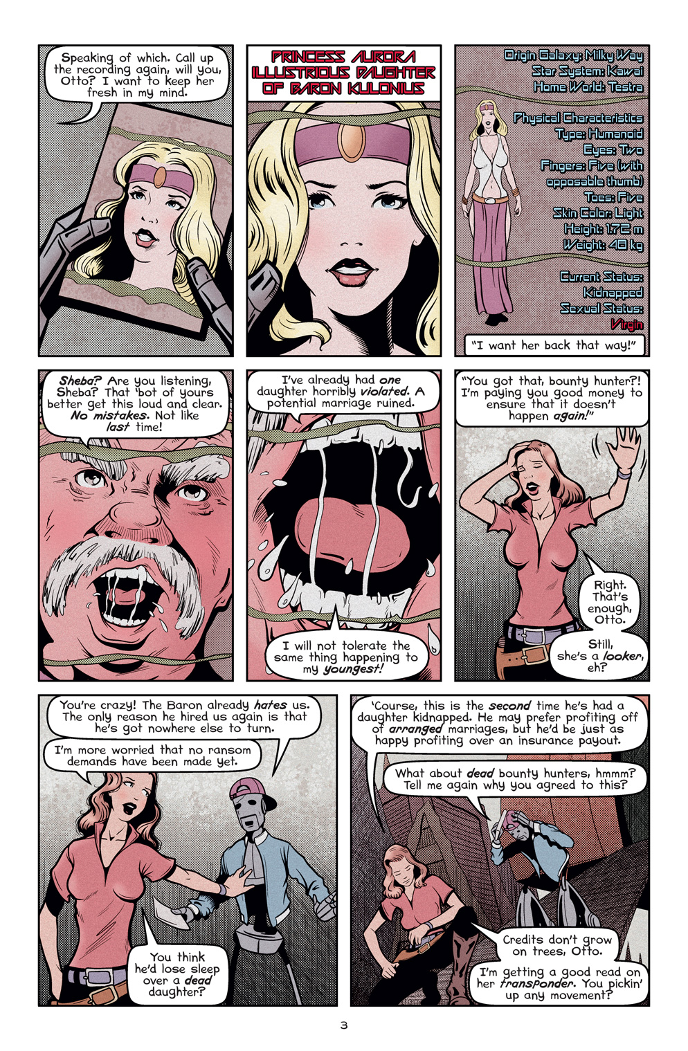 Page 3 of the short comic book story 'Sheba the Great' written and illustrated by Von Allan