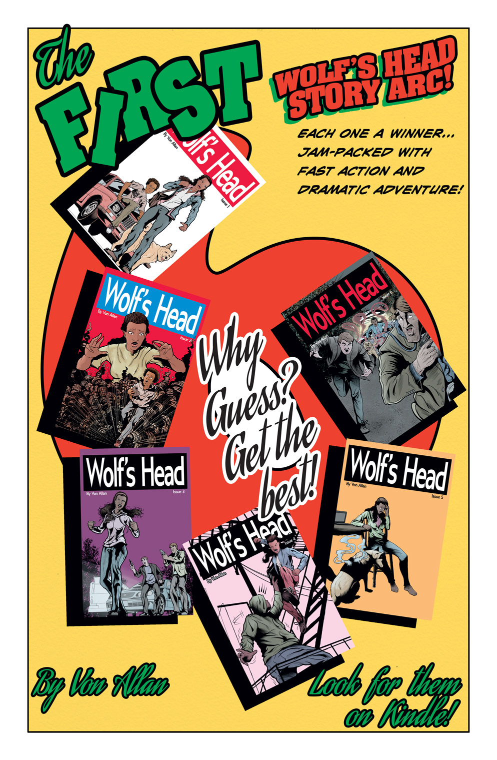 Teaser image featuring the first six cover of Wolf's Head on Kindle