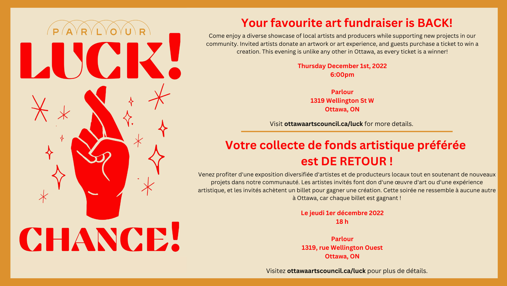 Teaser image for the Ottawa Art Council's 2022 LUCK! fundraising event