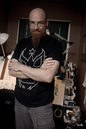 Von Allan, graphic novelist and comic book writer, in his studio.