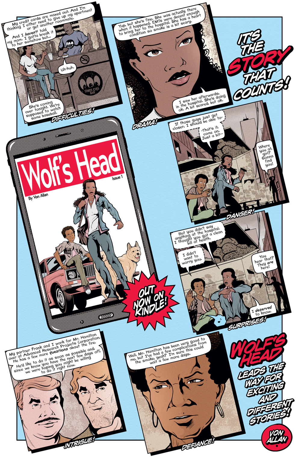 Teaser image for the first digital edition of WOLF'S HEAD issue 1 written and illustrated by Von Allan